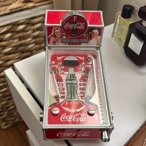 Coca-Cola Red and Silver Mini Pinball Machine
